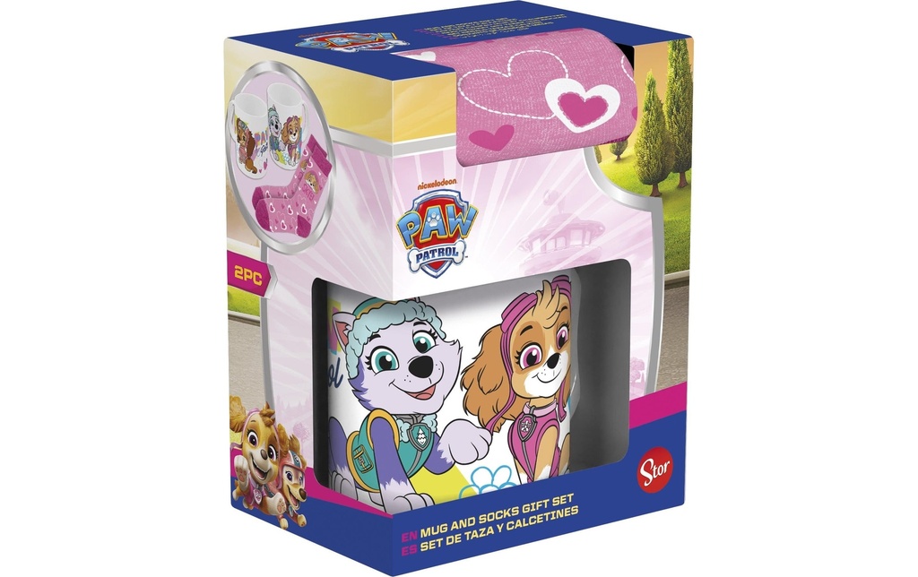 Stor Tasse universelle Paw Patrol avec chaussettes 325 ml, Blanc/Rose