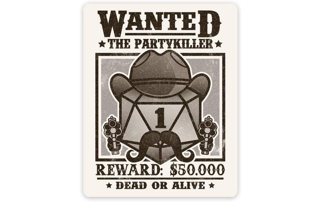 Glass Staff Autocollant Wanted Party Killer noir/blanc