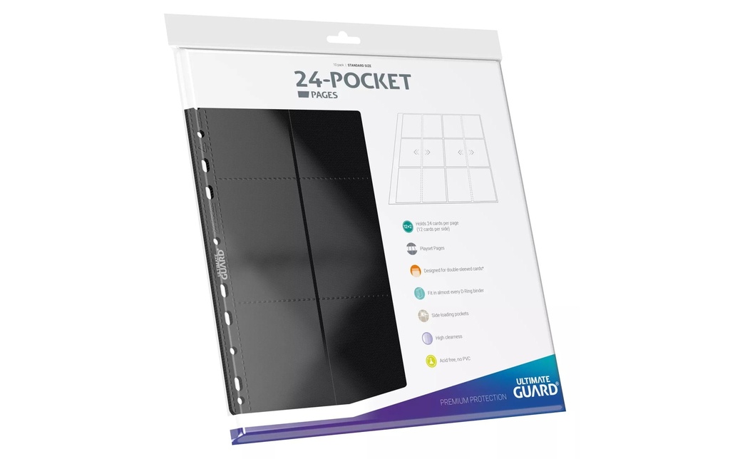 Ultimate Guard Feuilles de classeur 24-Pocket QuadRow Pages Noir 10 pcs.
