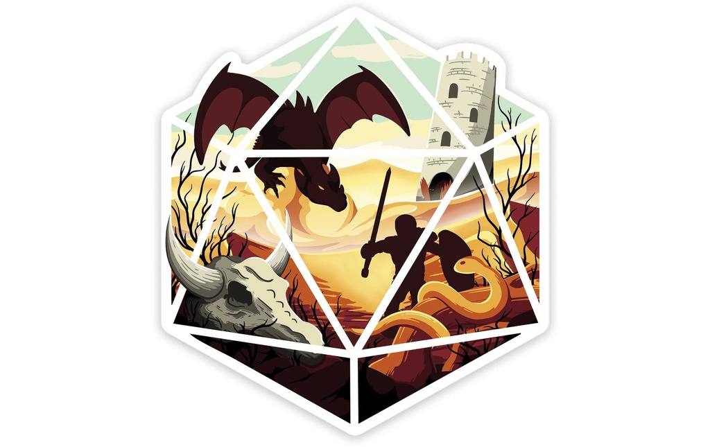 Glass Staff Dragon D20 Sticker Multicolore