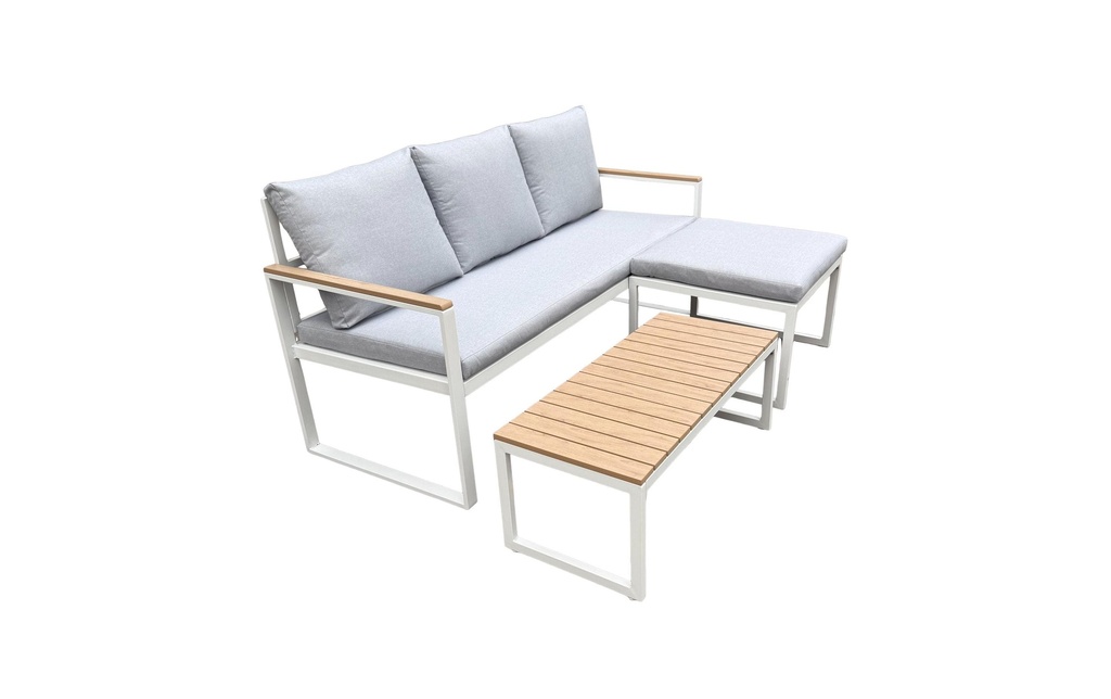COCON Mobilier lounge Melide, Beige/Gris/Blanc,  3 places assises
