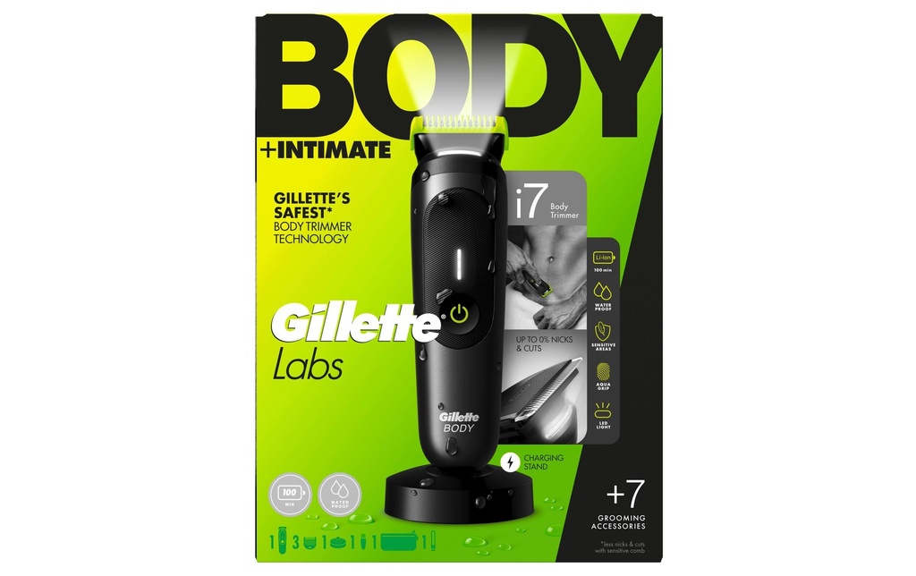 Gillette Rasoir corporel + Tondeuse pour poils intimes pour hommes i7