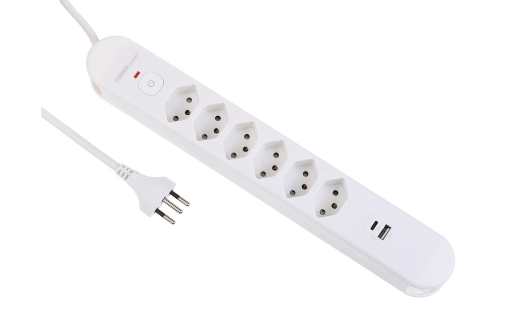 FURBER.power Bloc multiprises Tuttovario 6 x T13, 1 x USB C, 1 x USB A