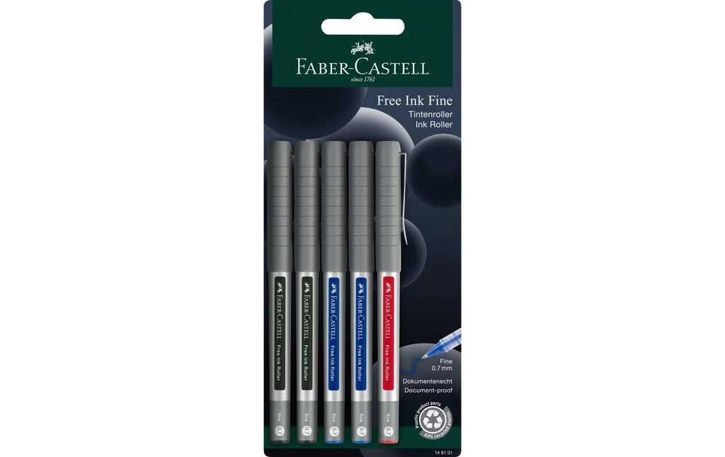 Faber-Castell Stylo à bille roulante Free Ink fine 0.7 mm, Gris