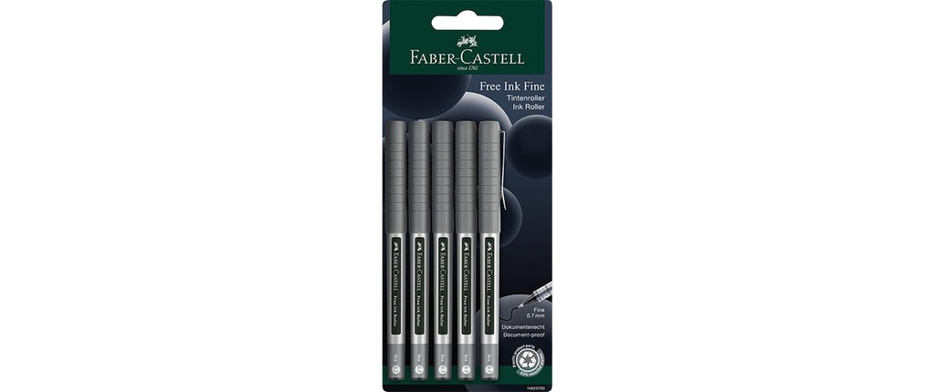 Faber-Castell Stylo à bille roulante Free Ink fine 0.4 mm, Gris