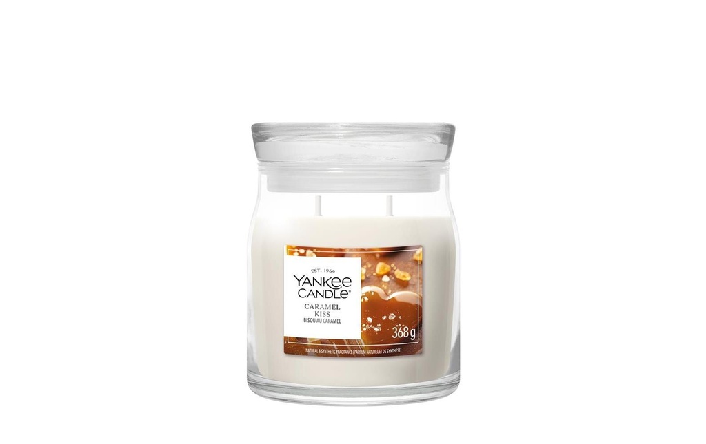 Yankee Candle Signature Bougie parfumée Caramel Kiss Signature Medium Jar