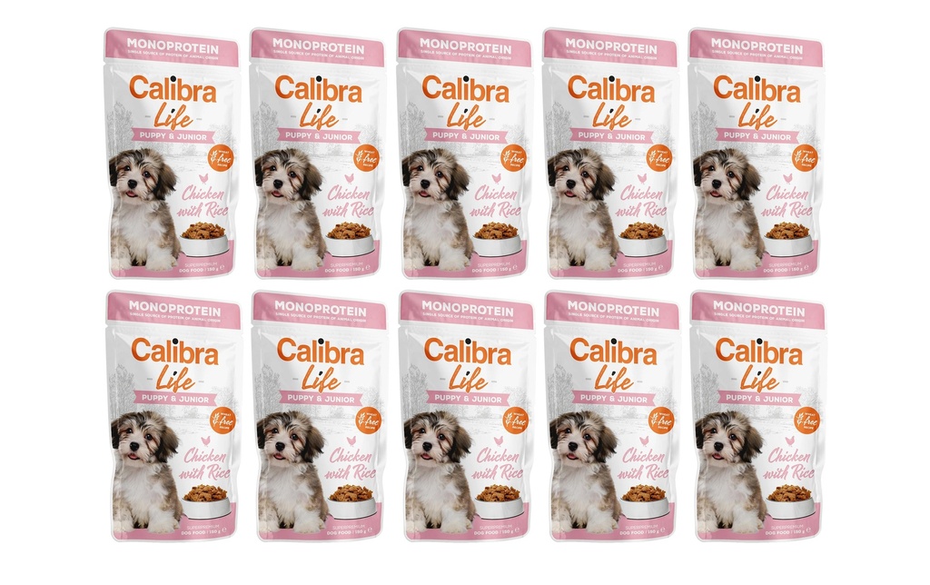 Calibra Alimentation humide Life Puppy+Junior Poulet 10 x 150 g