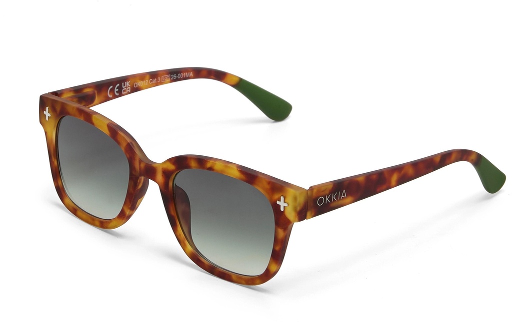 OKKIA Lunettes de soleil Giovanni Sahara Havana, Lentille verte