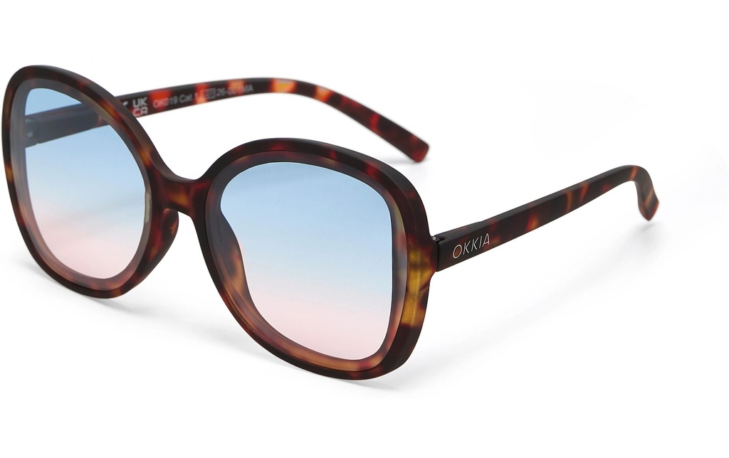 OKKIA Lunettes de soleil Anna Classic Havana, Lentille bleue rose