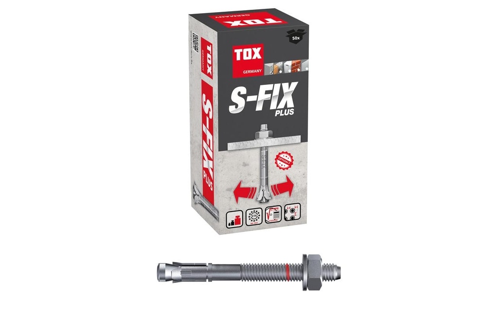 Tox-Dübel Ancoraggio a cuneo S-Fix Plus M8 x 100/30+43 mm (50 pièces)