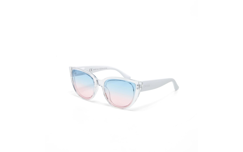 OKKIA Lunettes de soleil Silvia Transaparent, lentille bleue rose