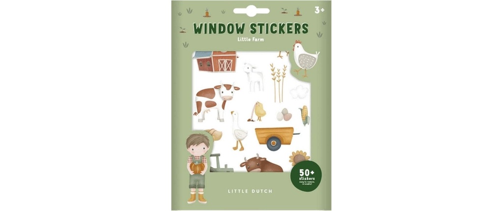 Little Dutch Autocollant de fenêtre Little Farm Autocollant de fenêtre animaux papier