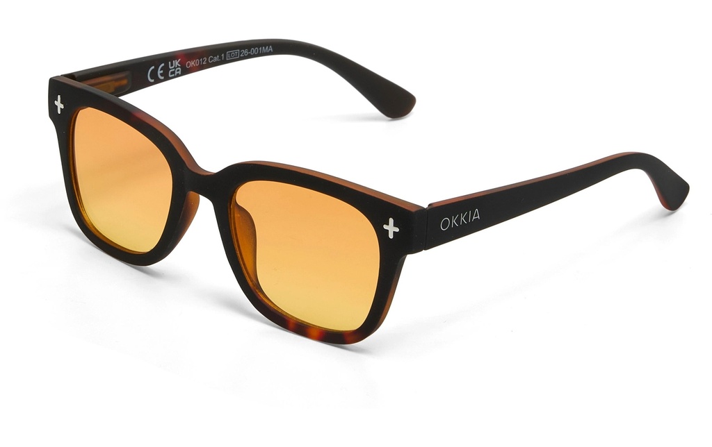 OKKIA Lunettes de soleil Giovanni Noir Havane, Lentille jaune