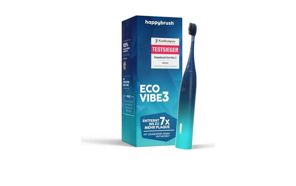 happybrush Brosse à dents sonique StarterKit ECO Vibe 3 Aurora Bleu/Turquoise