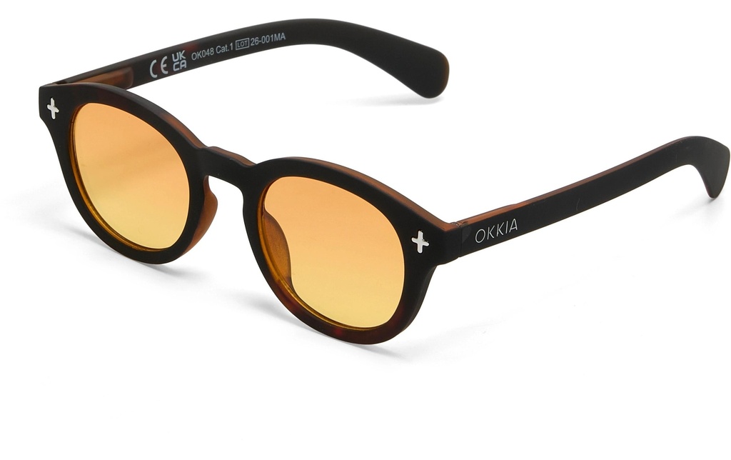 OKKIA Lunettes de soleil Milano Noir Havane, Lentille jaune