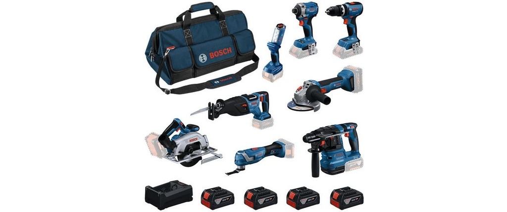 Bosch Professional Set di utensili per batteria 8 pièces + 4x 5.0 Ah