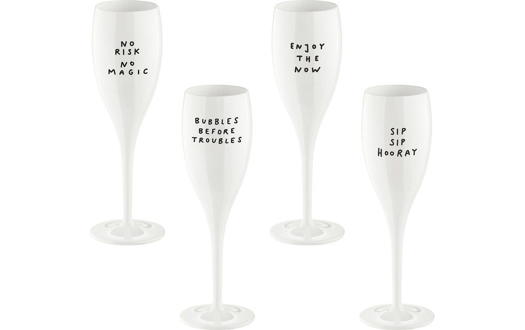 Koziol Verre à champagne Say It In Style 100 ml, 4 Pièce/s, Blanc