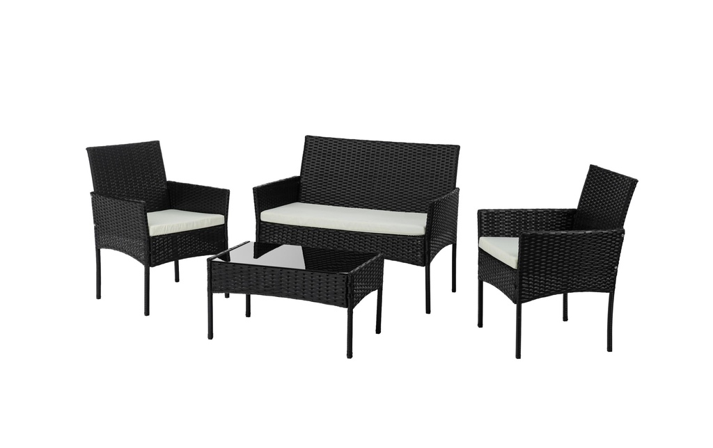 COCON Mobilier lounge Brione, Noir/Blanc,  4 places assises