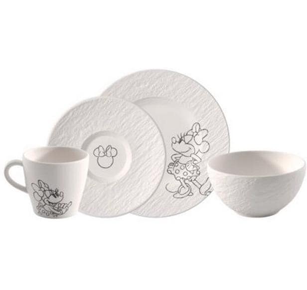 Villeroy & Boch Manufacture Rock – Mickey Mouse Set de petit déjeuner, 4 pièces