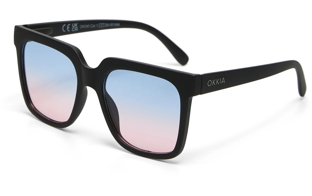 OKKIA Lunettes de soleil Roma noir, lentille bleue rose