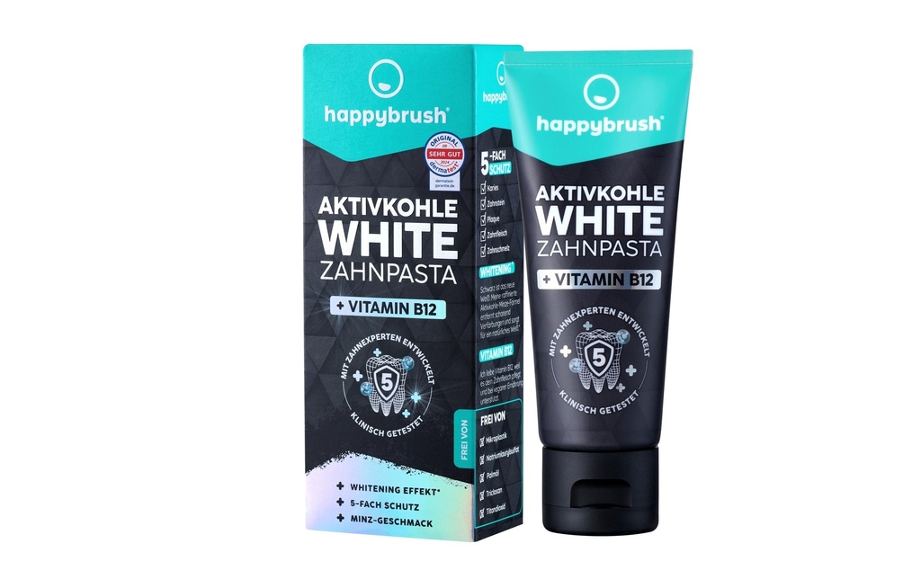 happybrush Dentifrice Aktivkohle White 75 ml