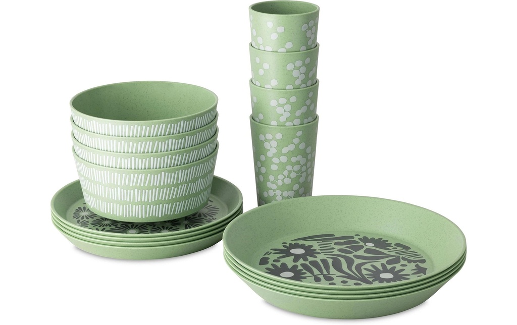 Koziol Set de vaisselle Blomster 16 pièces, Vert