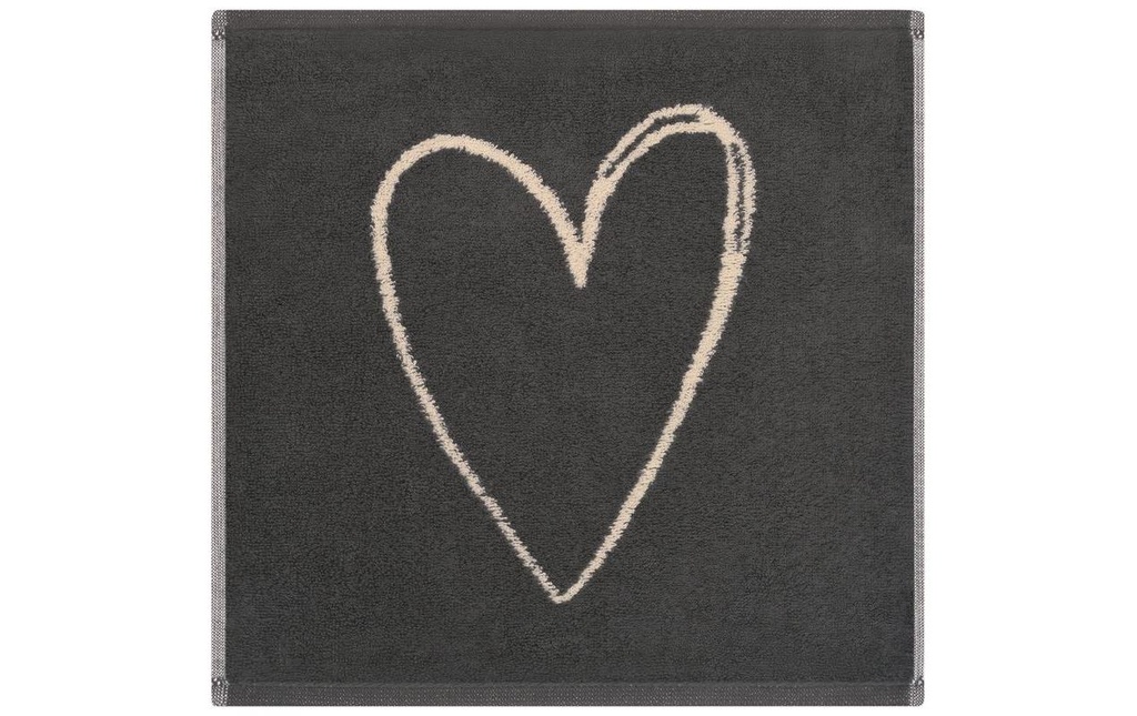 Cawö Lavettes Heart Beats 30 x 30 cm, Beige/Gris