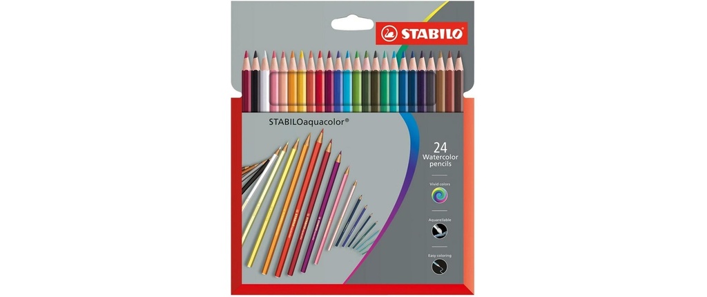 STABILO aquacolor crayon de couleur étui en carton à 24 pces