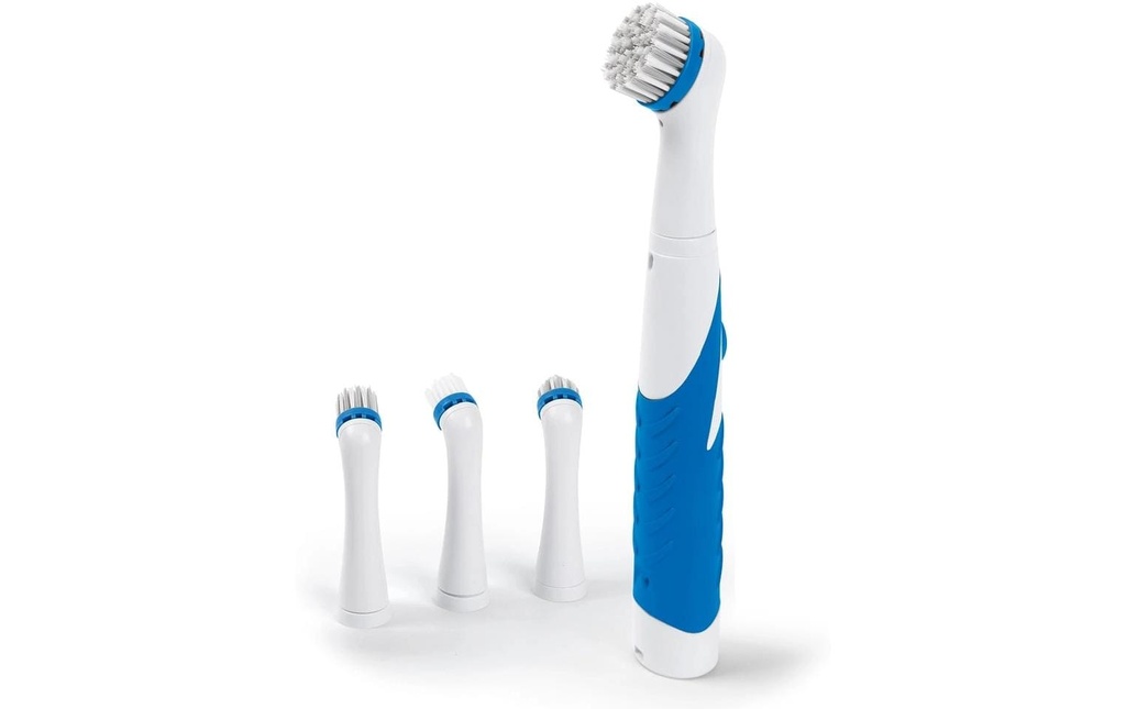 CLEANmaxx Brosse de nettoyage 6 V blanc/bleu incl. 4 embouts Blanc