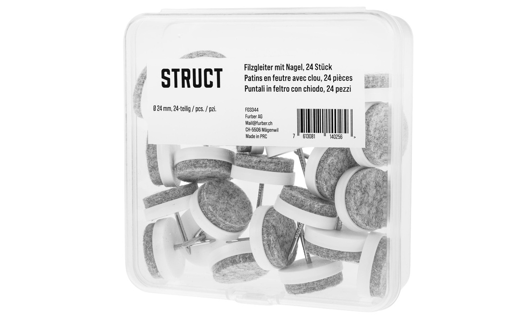 STRUCT Patins en feutre avec clou, Ø 24 mm