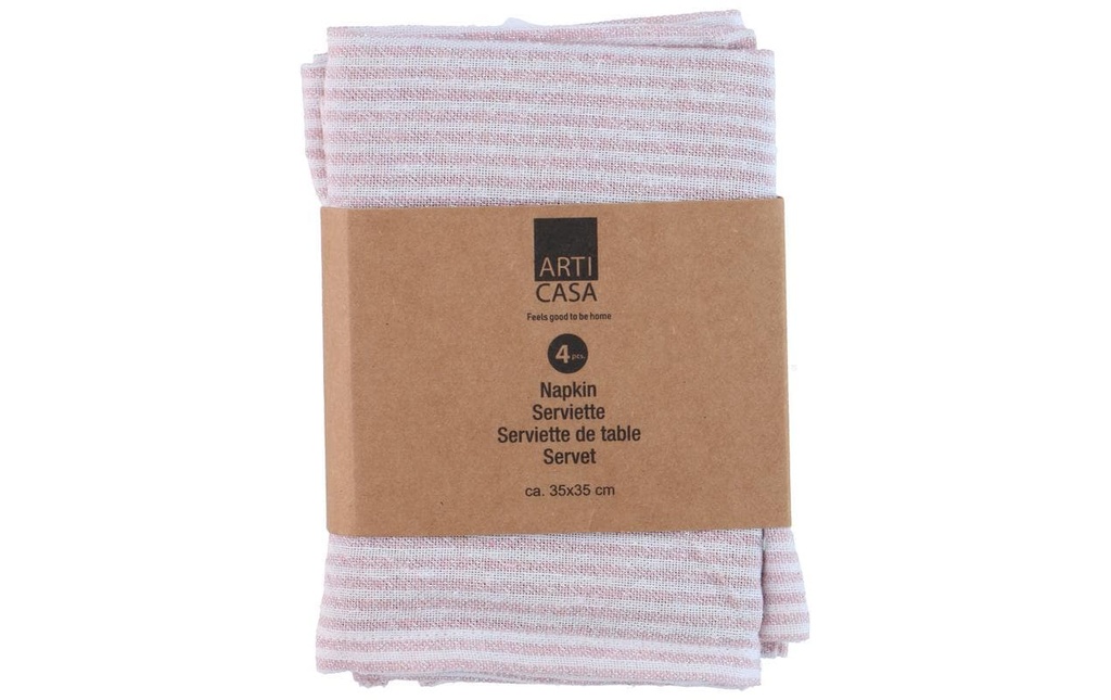 Arti Casa Serviettes de table 35 x 35 cm, Orange rayé