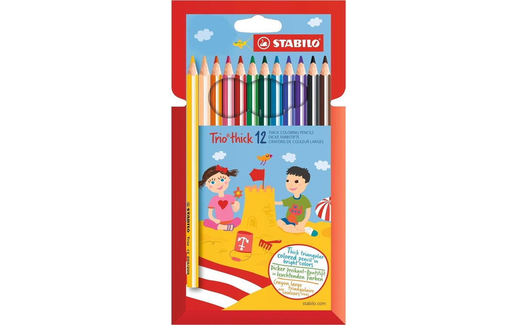 STABILO Trio de crayons de couleur épais Étui de 12
