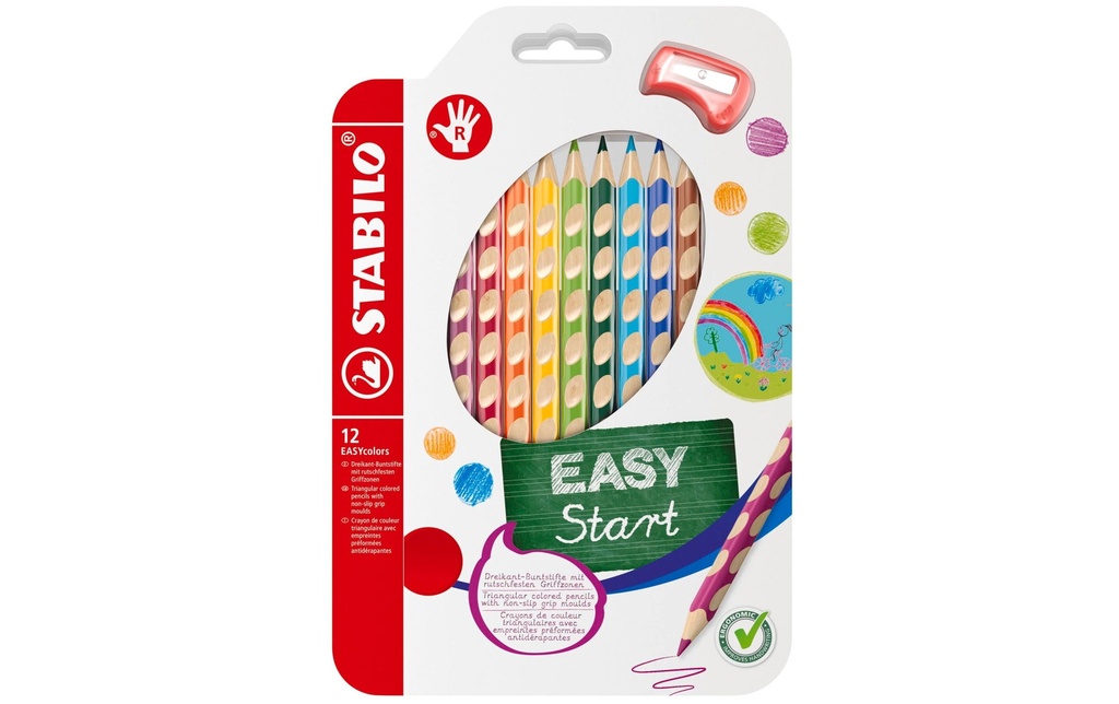 [202332012] STABILO Crayons de couleur EASYcolors pour droitiers, étui de 12