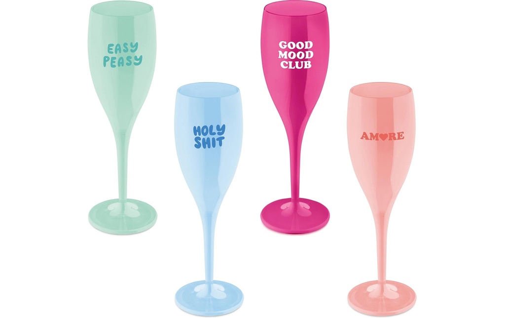 Koziol Verre à champagne Color Up 100 ml, 4 pièces, Multicolore