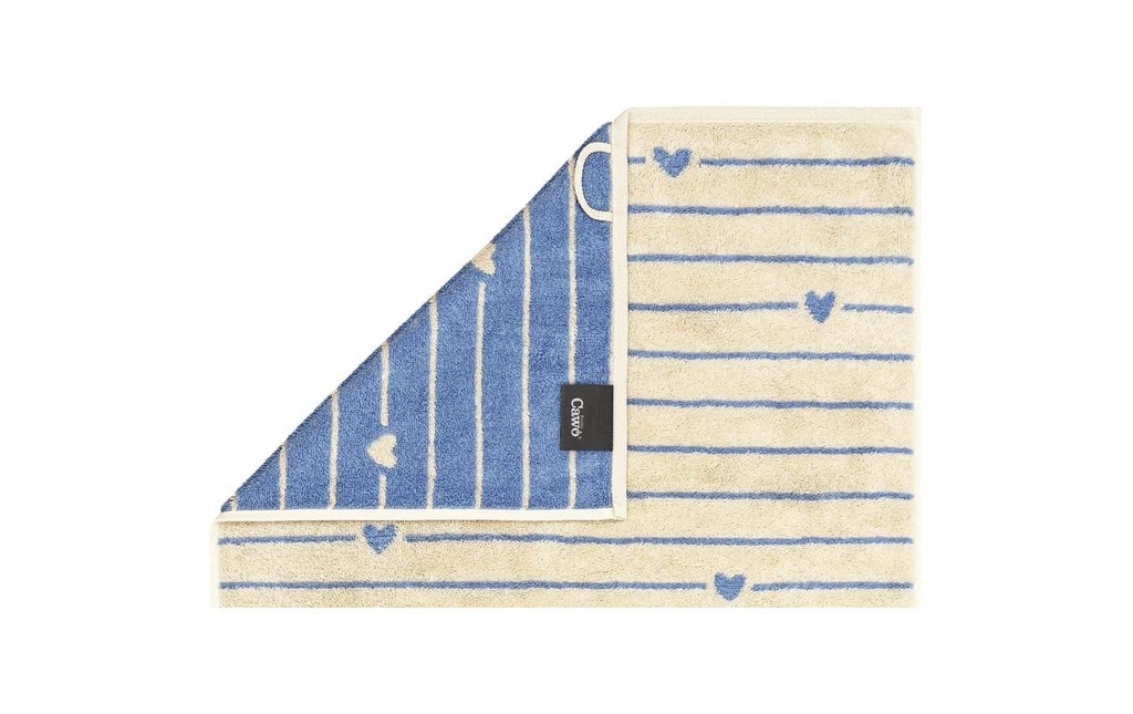Cawö Serviette Heart Beats 50 x 100 cm, Bleu