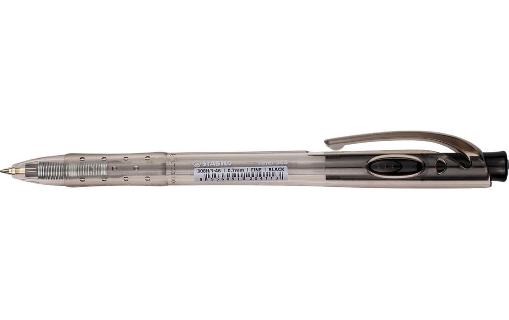 STABILO Liner 308 0.7 mm, Transparent/Noir