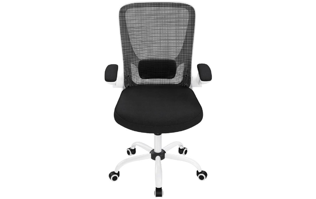 Songmics Chaise de bureau avec accoudoirs rabattables, noir / blanc