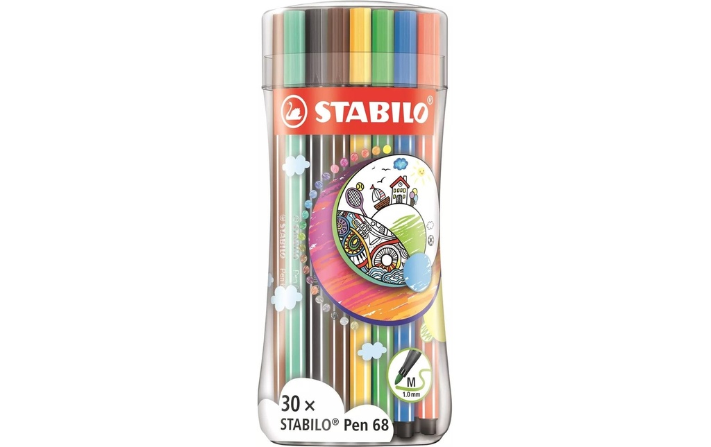 STABILO Pen 68 Etui de 30 p. Sleeve Etui plastique assorti 1 mm