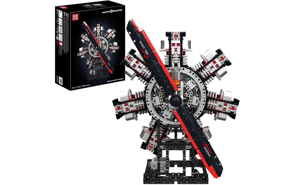 Mould King Moteur d'aviation radial Modèle de moteur en étoile avec finition métallique