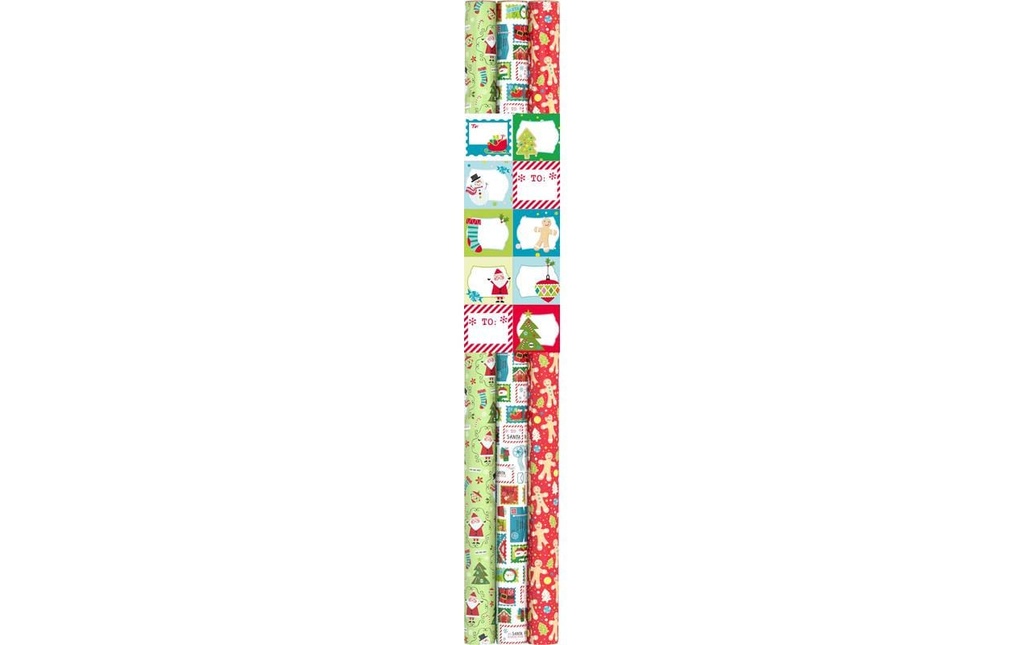 Braun + Company Set de papier cadeau, paquet de 3 Maison en pain d'épice/Sapin