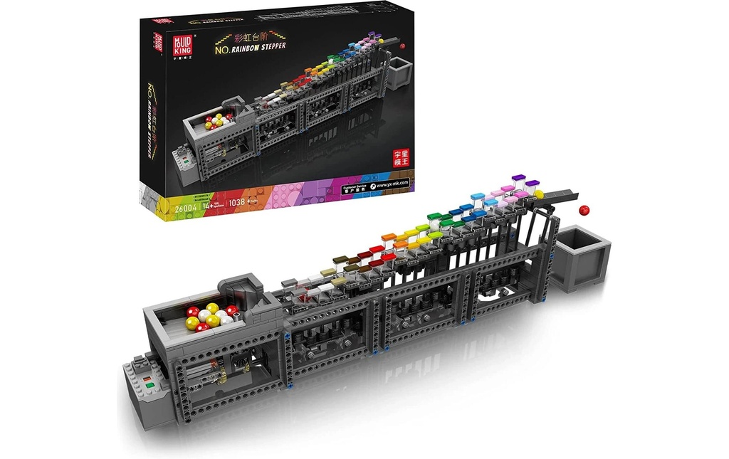 Mould King Rainbow Stepper Piste de billes multicolores, blocs de construction à pince motorisés