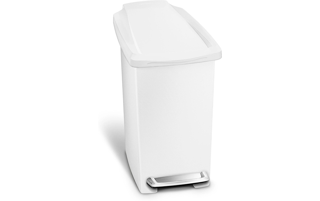 Simplehuman Poubelle à pédale Slim Step Can 10 l Blanc