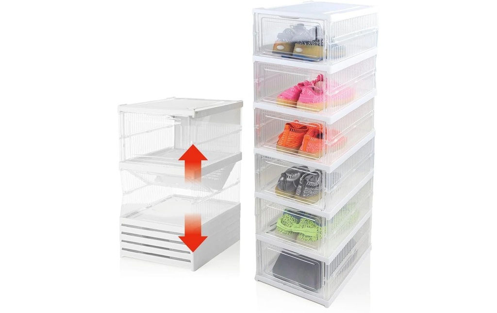 EASYmaxx Étagère à chaussures avec 6 compartiments 25.5 x 105 cm, Transparent