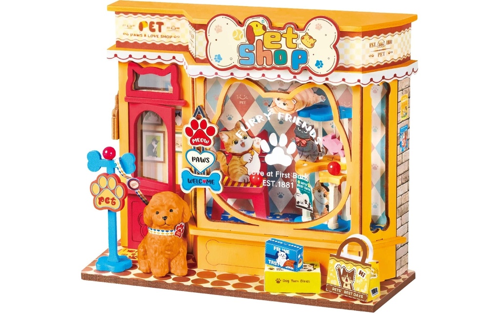 Rolife Kits de montage Pawfect Pet Shop 98 pièces Animalerie miniature