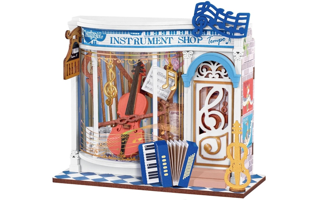 Rolife Kits de montage Melody Instrument Shop Kit de construction en bois 63 pièces