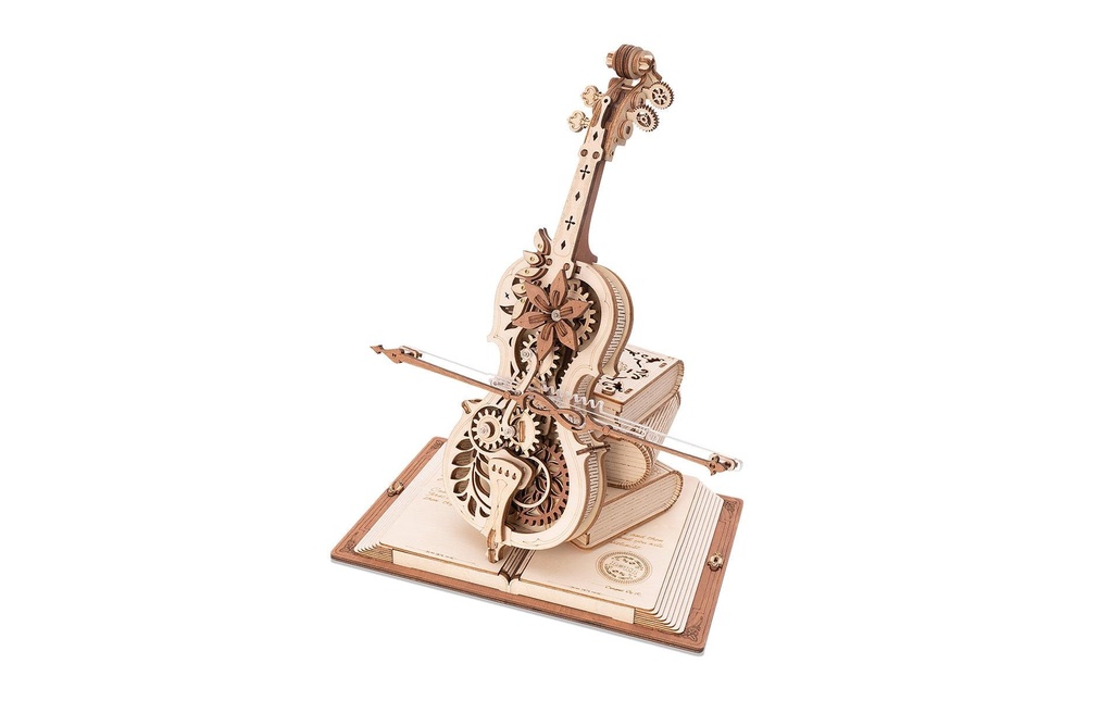 ROKR Kits de montage Magic cello Puzzle 3D en bois Boîte à musique Modèle musical