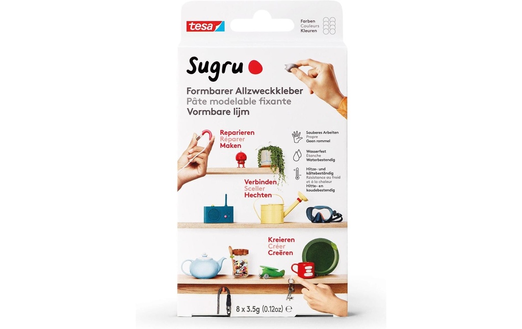 Sugru by Tesa Adhésif formable à usage général 8 x 3.5 g, blanc