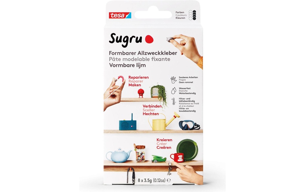 Sugru by Tesa Colle polyvalente moulable 8 x 3.5 g, noir & blanc