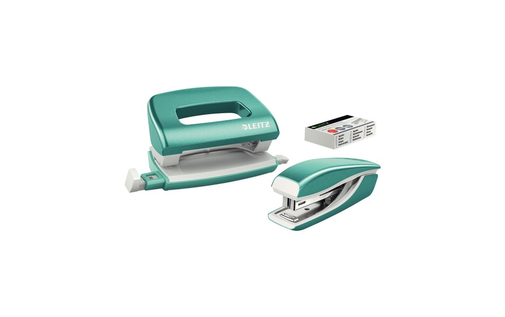 LEITZ Perfo.&agraf.Mini WOW bleu arc (2 pces)