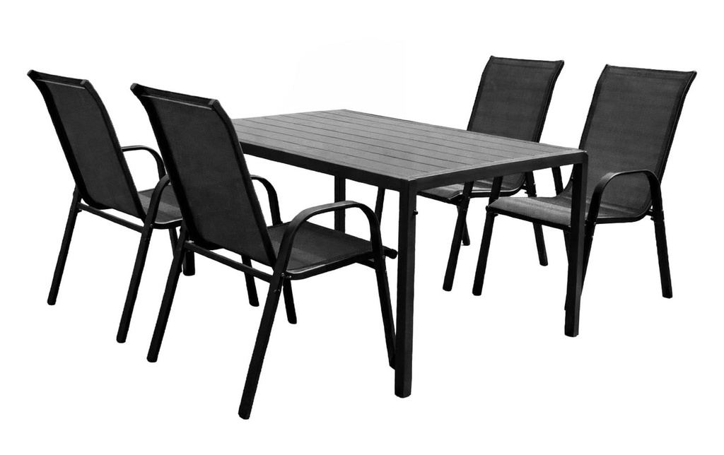 COCON Ensemble de meubles de jardin Mila, 5 pièces, noir/gris